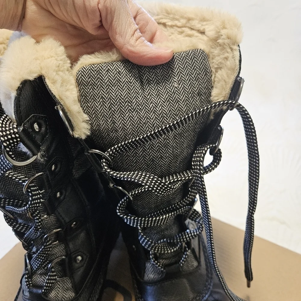 JBU by Jambu Women's Chilly Mid-Calf Boots Faux Leather Faux Fur Lined Size 8